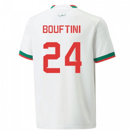 Kandiny Hombre Camiseta Marruecos Sofia Bouftini #24 Blanco 2ª Equipación 22-24 La Camisa Chile