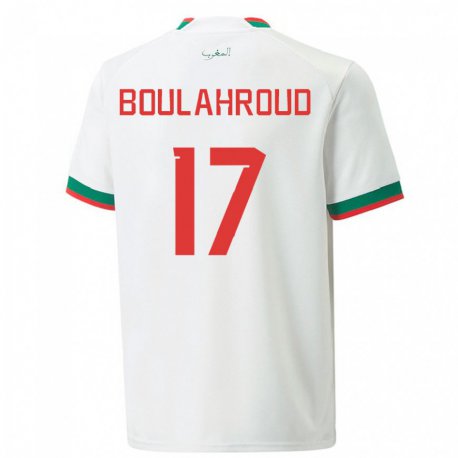 Kandiny Hombre Camiseta Marruecos Charaf Eddine Boulahroud #17 Blanco 2ª Equipación 22-24 La Camisa Chile