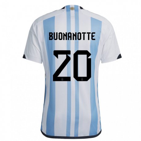 Kandiny Mujer Camiseta Argentina Facundo Buonanotte #20 Blanco Cielo Azul 1ª Equipación 22-24 La Camisa Chile