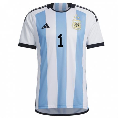 Kandiny Mujer Camiseta Argentina Jeremias Ledesma #1 Blanco Cielo Azul 1ª Equipación 22-24 La Camisa Chile