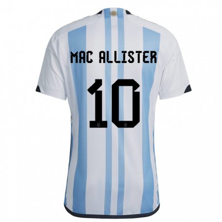 Kandiny Mujer Camiseta Argentina Alexis Mac Allister #10 Blanco Cielo Azul 1ª Equipación 22-24 La Camisa Chile