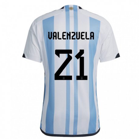 Kandiny Mujer Camiseta Argentina Fernando Valenzuela #21 Blanco Cielo Azul 1ª Equipación 22-24 La Camisa Chile