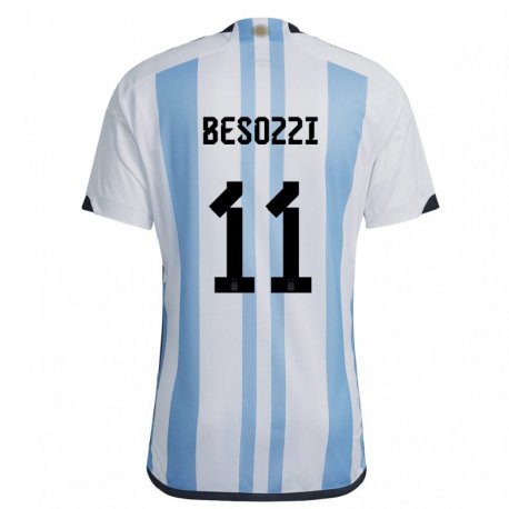 Kandiny Mujer Camiseta Argentina Lucas Besozzi #11 Blanco Cielo Azul 1ª Equipación 22-24 La Camisa Chile