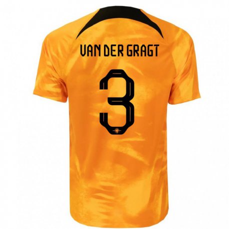 Kandiny Mujer Camiseta Países Bajos Stefanie Van Der Gragt #3 Naranja Láser 1ª Equipación 22-24 La Camisa Chile
