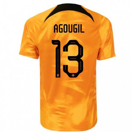 Kandiny Mujer Camiseta Países Bajos Oualid Agougil #13 Naranja Láser 1ª Equipación 22-24 La Camisa Chile