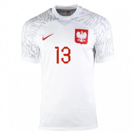 Kandiny Mujer Camiseta Polonia Katarzyna Konat #13 Blanco 1ª Equipación 22-24 La Camisa Chile