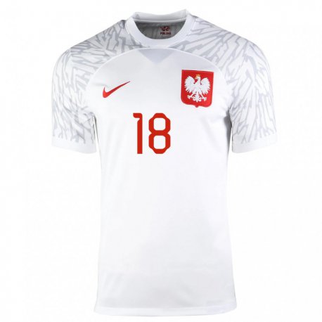 Kandiny Mujer Camiseta Polonia Nikol Kaletka #18 Blanco 1ª Equipación 22-24 La Camisa Chile