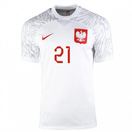 Kandiny Mujer Camiseta Polonia Emilia Zdunek #21 Blanco 1ª Equipación 22-24 La Camisa Chile