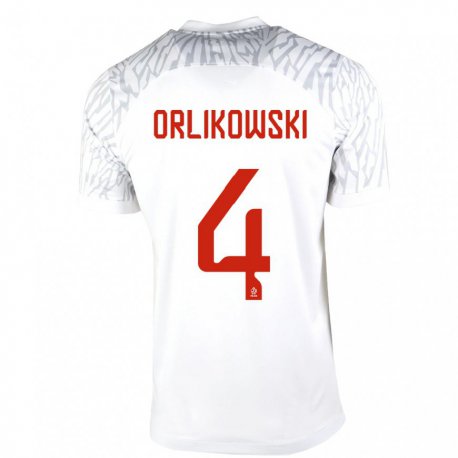 Kandiny Mujer Camiseta Polonia Igor Orlikowski #4 Blanco 1ª Equipación 22-24 La Camisa Chile