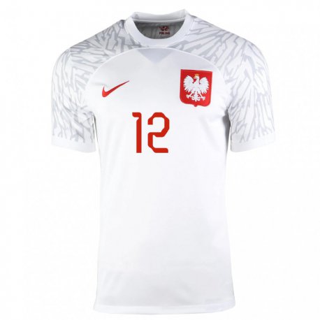 Kandiny Mujer Camiseta Polonia Jakub Stepak #12 Blanco 1ª Equipación 22-24 La Camisa Chile