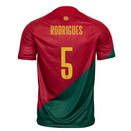 Kandiny Mujer Camiseta Portugal Rafael Rodrigues #5 Rojo Verde 1ª Equipación 22-24 La Camisa Chile