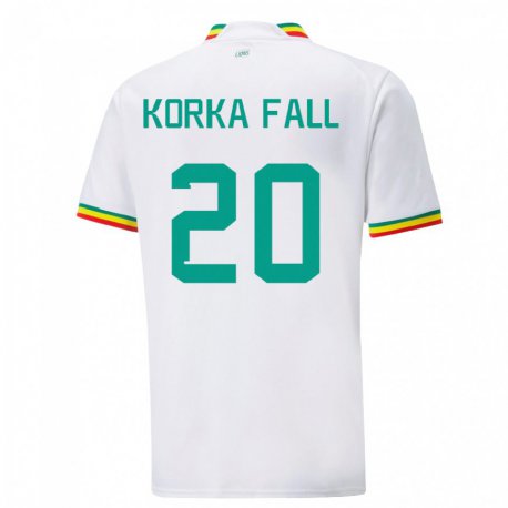 Kandiny Mujer Camiseta Senegal Korka Fall #20 Blanco 1ª Equipación 22-24 La Camisa Chile