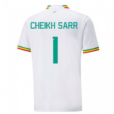 Kandiny Mujer Camiseta Senegal Cheikh Sarr #1 Blanco 1ª Equipación 22-24 La Camisa Chile