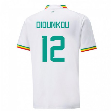 Kandiny Mujer Camiseta Senegal Alpha Diounkou #12 Blanco 1ª Equipación 22-24 La Camisa Chile