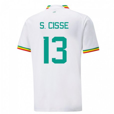 Kandiny Mujer Camiseta Senegal Souleymane Cisse #13 Blanco 1ª Equipación 22-24 La Camisa Chile