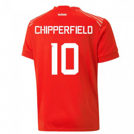 Kandiny Mujer Camiseta Suiza Liam Chipperfield #10 Rojo 1ª Equipación 22-24 La Camisa Chile