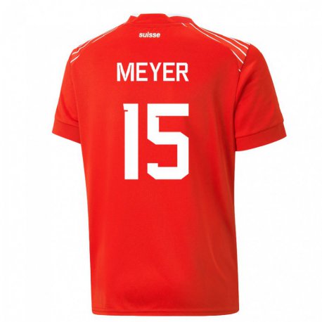 Kandiny Mujer Camiseta Suiza Leny Meyer #15 Rojo 1ª Equipación 22-24 La Camisa Chile