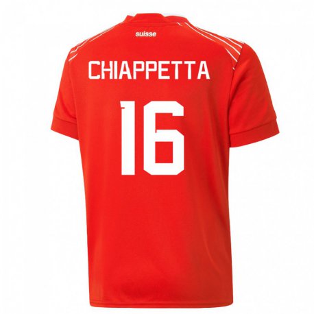 Kandiny Mujer Camiseta Suiza Carmine Chiappetta #16 Rojo 1ª Equipación 22-24 La Camisa Chile
