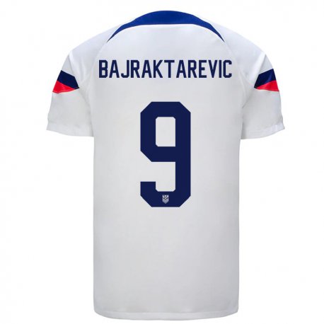 Kandiny Mujer Camiseta Estados Unidos Esmir Bajraktarevic #9 Blanco 1ª Equipación 22-24 La Camisa Chile