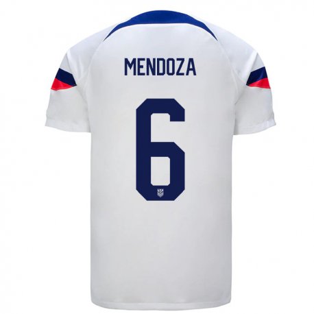 Kandiny Mujer Camiseta Estados Unidos Edwyn Mendoza #6 Blanco 1ª Equipación 22-24 La Camisa Chile