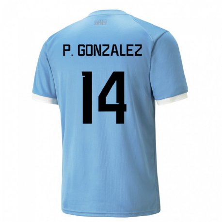 Kandiny Mujer Camiseta Uruguay Pilar Gonzalez #14 Azul 1ª Equipación 22-24 La Camisa Chile