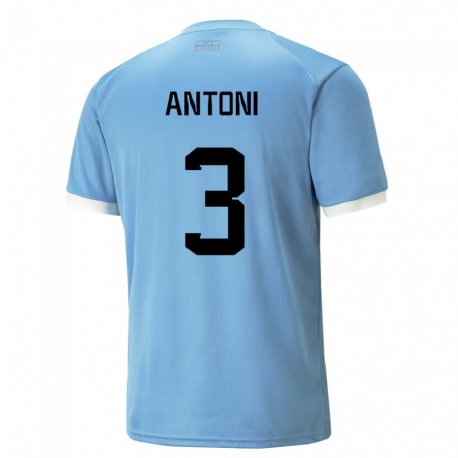 Kandiny Mujer Camiseta Uruguay Mateo Antoni #3 Azul 1ª Equipación 22-24 La Camisa Chile
