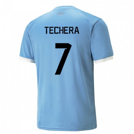 Kandiny Mujer Camiseta Uruguay Facundo Techera #7 Azul 1ª Equipación 22-24 La Camisa Chile