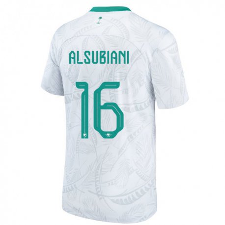 Kandiny Mujer Camiseta Arabia Saudita Faisal Alsubiani #16 Blanco 1ª Equipación 22-24 La Camisa Chile