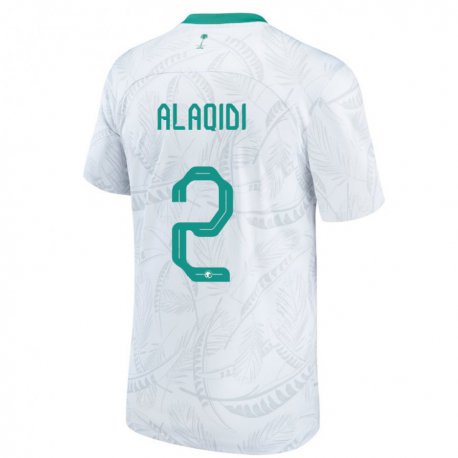 Kandiny Mujer Camiseta Arabia Saudita Nawaf Alaqidi #2 Blanco 1ª Equipación 22-24 La Camisa Chile