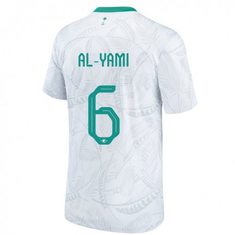Kandiny Mujer Camiseta Arabia Saudita Mohammed Al Yami #6 Blanco 1ª Equipación 22-24 La Camisa Chile