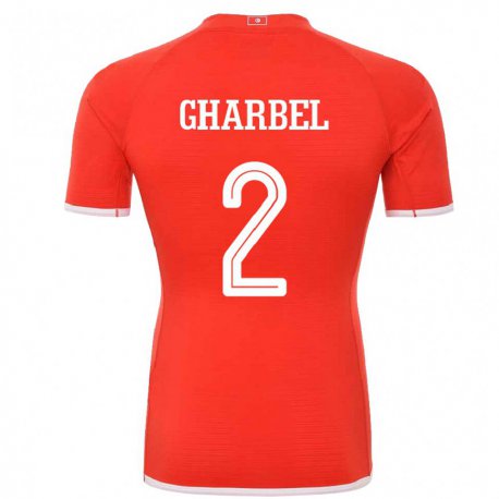 Kandiny Mujer Camiseta Túnez Mahmoud Gharbel #2 Rojo 1ª Equipación 22-24 La Camisa Chile
