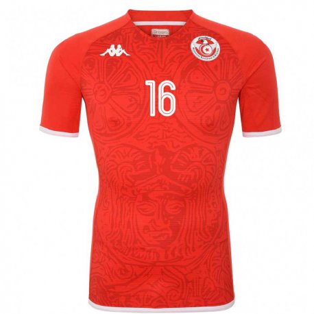 Kandiny Mujer Camiseta Túnez Raed Gazeh #16 Rojo 1ª Equipación 22-24 La Camisa Chile