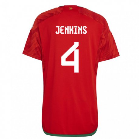 Kandiny Mujer Camiseta Gales Shaunna Jenkins #4 Rojo 1ª Equipación 22-24 La Camisa Chile