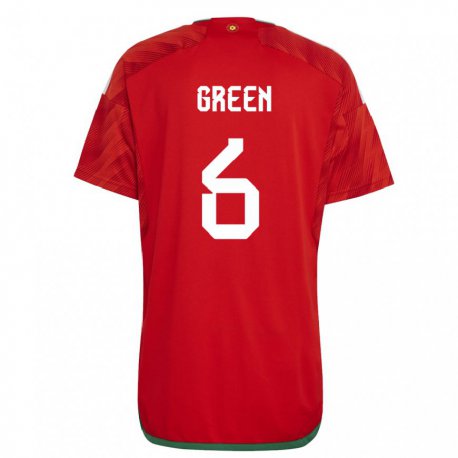 Kandiny Mujer Camiseta Gales Josephine Green #6 Rojo 1ª Equipación 22-24 La Camisa Chile