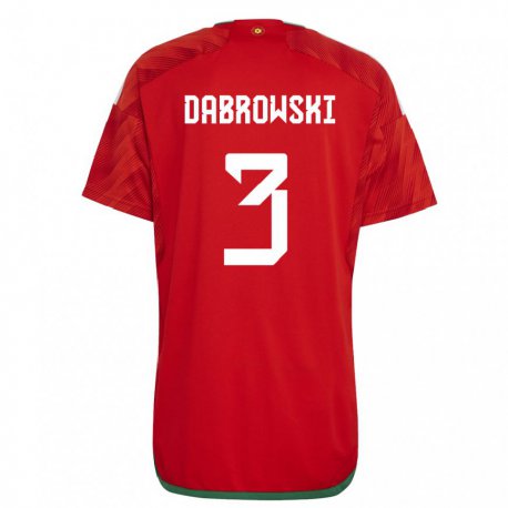 Kandiny Mujer Camiseta Gales Sebastian Dabrowski #3 Rojo 1ª Equipación 22-24 La Camisa Chile