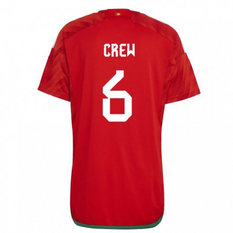 Kandiny Mujer Camiseta Gales Charlie Crew #6 Rojo 1ª Equipación 22-24 La Camisa Chile