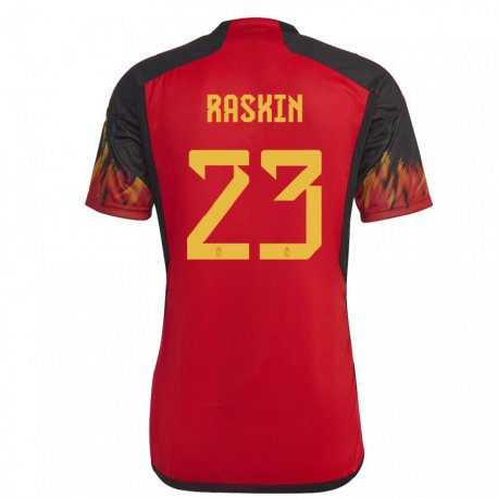 Kandiny Mujer Camiseta Bélgica Nicolas Raskin #23 Rojo 1ª Equipación 22-24 La Camisa Chile