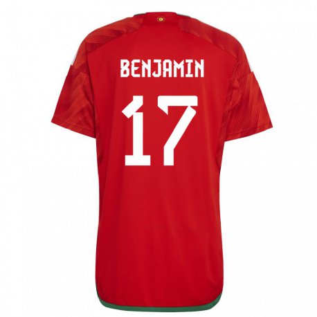 Kandiny Mujer Camiseta Gales Omari Benjamin #17 Rojo 1ª Equipación 22-24 La Camisa Chile