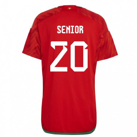 Kandiny Mujer Camiseta Gales Matt Senior #20 Rojo 1ª Equipación 22-24 La Camisa Chile