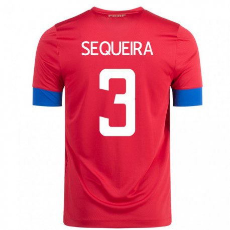 Kandiny Mujer Camiseta Costa Rica Douglas Sequeira #3 Rojo 1ª Equipación 22-24 La Camisa Chile
