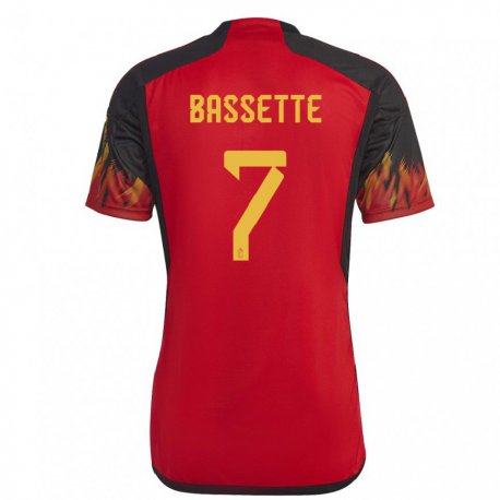 Kandiny Mujer Camiseta Bélgica Norman Bassette #7 Rojo 1ª Equipación 22-24 La Camisa Chile
