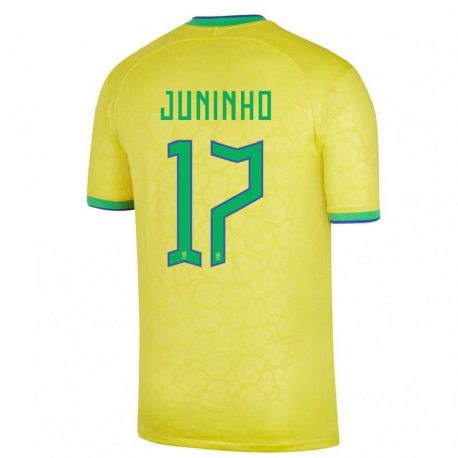 Kandiny Mujer Camiseta Brasil Juninho #17 Amarillo 1ª Equipación 22-24 La Camisa Chile