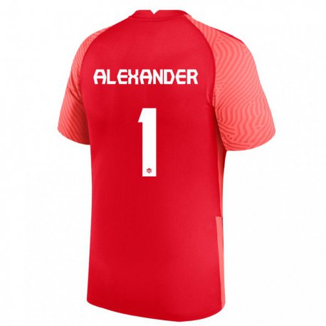 Kandiny Mujer Camiseta Canadá Ben Alexander #1 Rojo 1ª Equipación 22-24 La Camisa Chile