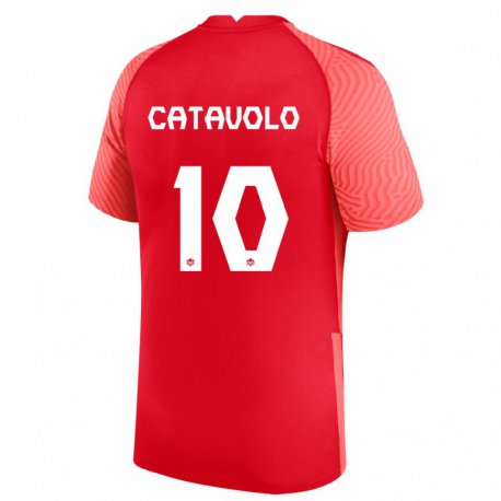 Kandiny Mujer Camiseta Canadá Matthew Catavolo #10 Rojo 1ª Equipación 22-24 La Camisa Chile