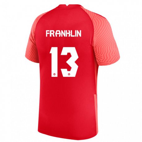 Kandiny Mujer Camiseta Canadá Kobe Franklin #13 Rojo 1ª Equipación 22-24 La Camisa Chile