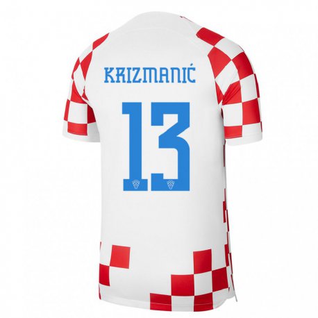 Kandiny Mujer Camiseta Croacia Kresimir Krizmanic #13 Rojo Blanco 1ª Equipación 22-24 La Camisa Chile