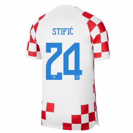 Kandiny Mujer Camiseta Croacia Mihael Stipic #24 Rojo Blanco 1ª Equipación 22-24 La Camisa Chile