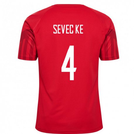 Kandiny Mujer Camiseta Dinamarca Rikke Sevecke #4 Rojo 1ª Equipación 22-24 La Camisa Chile