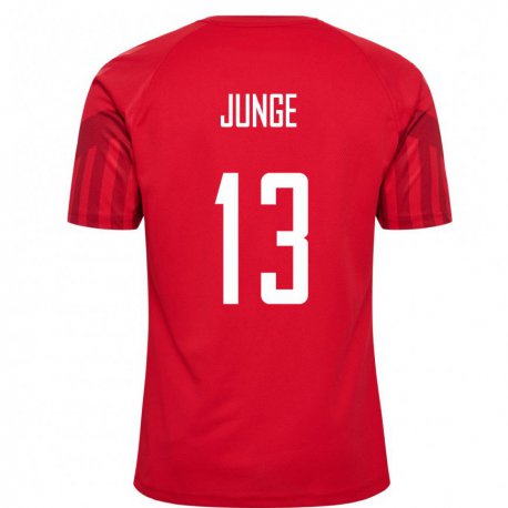 Kandiny Mujer Camiseta Dinamarca Sofie Junge #13 Rojo 1ª Equipación 22-24 La Camisa Chile