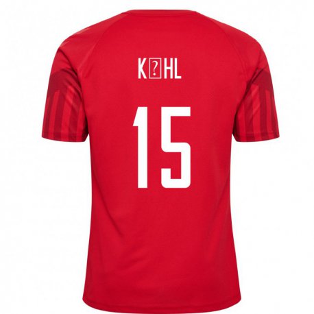Kandiny Mujer Camiseta Dinamarca Kathrine Kuhl #15 Rojo 1ª Equipación 22-24 La Camisa Chile